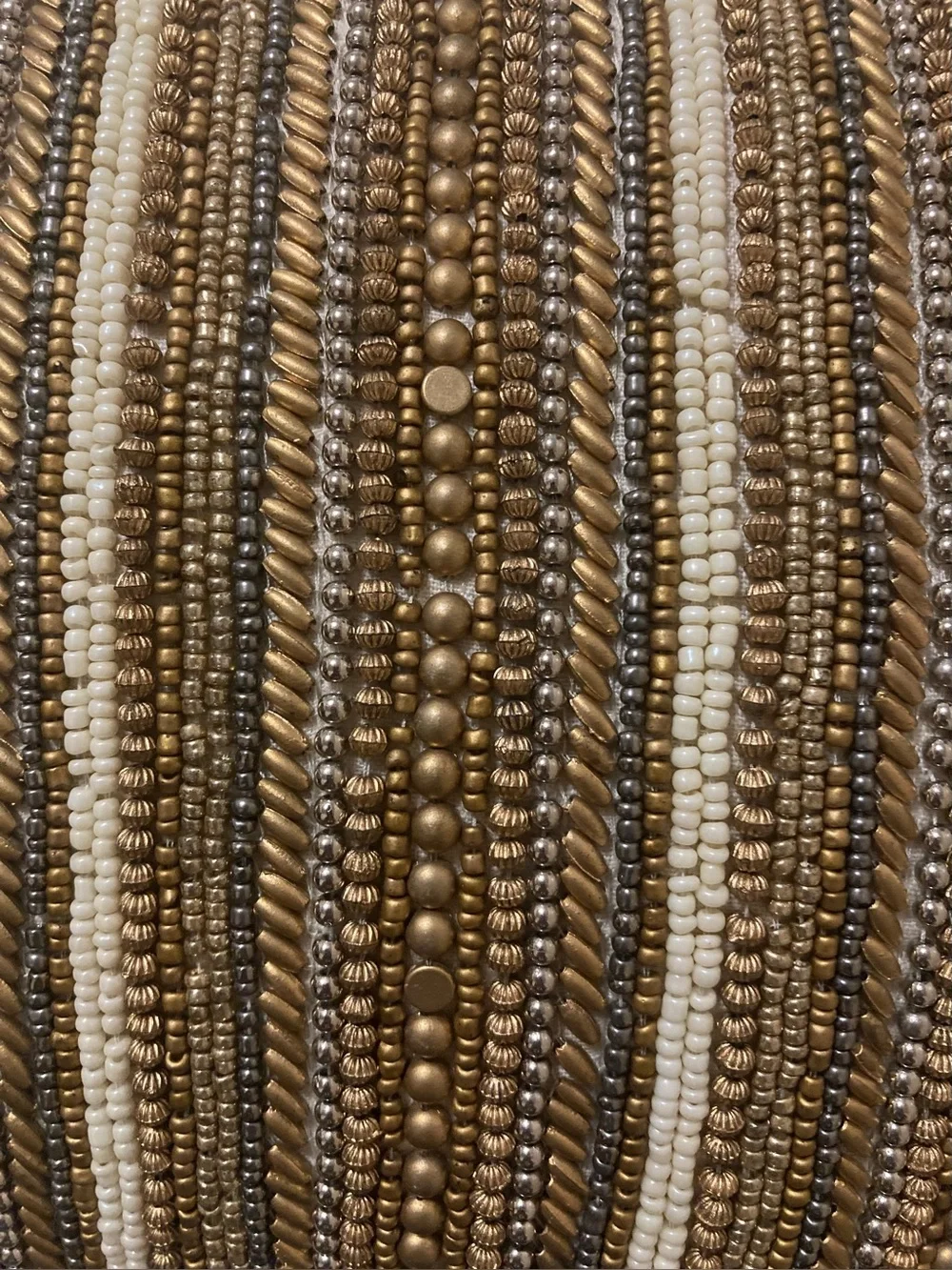 Pier 1 Beaded Metallic Decorative Throw Accent Pillow Boho Glam Cotton Linen